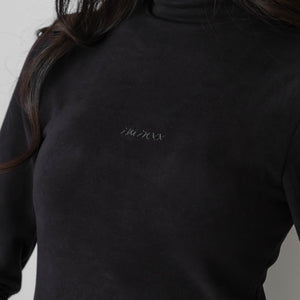 HeatHug! Thermal 2-in-1 Turtle Neck Long Sleeve with In-Built Bra Top in Black