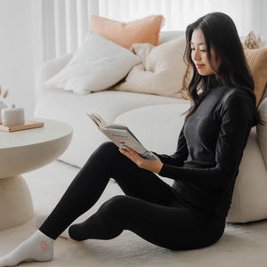 HeatHug! Thermal 2-in-1 Turtle Neck Long Sleeve with In-Built Bra Top in Black