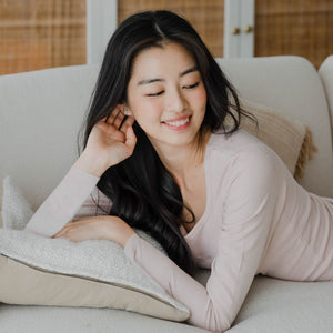 HeatHug! Thermal 2-in-1 Square Neck Long Sleeve with In-Built Bra Top in Winter Blush