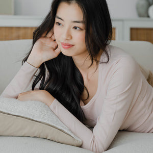 HeatHug! Thermal 2-in-1 Square Neck Long Sleeve with In-Built Bra Top in Winter Blush