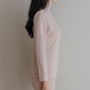 HeatHug! Thermal 2-in-1 Turtle Neck Long Sleeve with In-Built Bra Top in Winter Blush