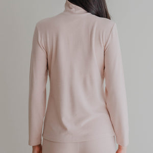 HeatHug! Thermal 2-in-1 Turtle Neck Long Sleeve with In-Built Bra Top in Winter Blush
