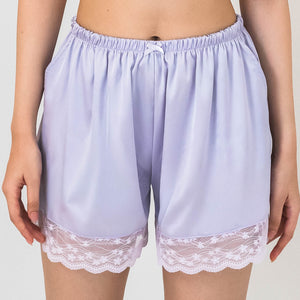 Full Bloom Satin Lounge Shorts in Lavender