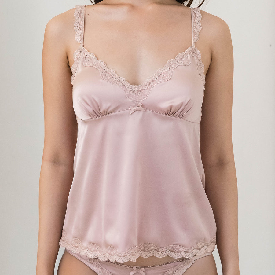 Soft Bloom Satin Bra Top in Champagne Pink