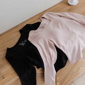HeatHug! Thermal 2-in-1 Square Neck Long Sleeve with In-Built Bra Top in Winter Blush