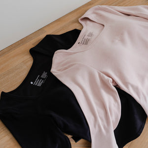 HeatHug! Thermal 2-in-1 Square Neck Long Sleeve with In-Built Bra Top in Black