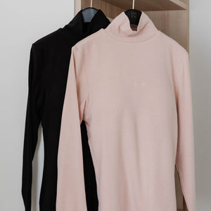 HeatHug! Thermal 2-in-1 Turtle Neck Long Sleeve with In-Built Bra Top in Winter Blush
