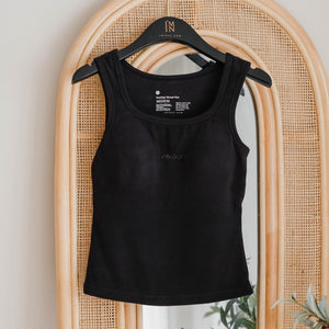 HeatHug! Thermal 2-in-1 Sleeveless with In-Built Bra Top in Black