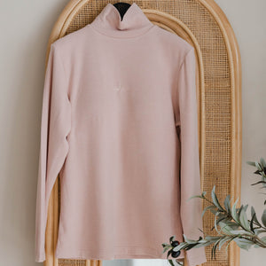 HeatHug! Thermal 2-in-1 Turtle Neck Long Sleeve with In-Built Bra Top in Winter Blush