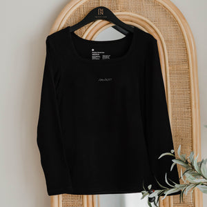 HeatHug! Thermal 2-in-1 Square Neck Long Sleeve with In-Built Bra Top in Black