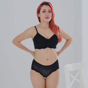 air-ee Lace Mid-Rise Seamless Cheekie in Black (Signature Edition)