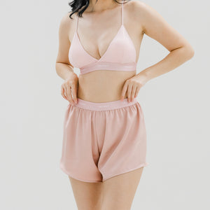 Luxurious Cooling Crease-less Satin Shorts V2.0 in Shimmering Blush