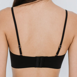 Seamless V-Neck Midi Bralette in Black (Size M Only)