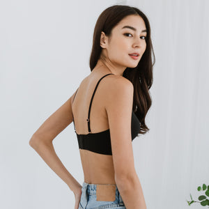 Seamless V-Neck Midi Bralette in Black (Size M Only)