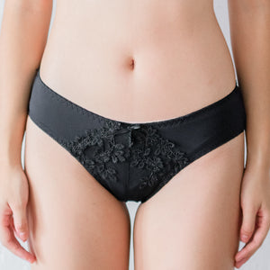 Floral Bloom Bikini Cheeky in Black