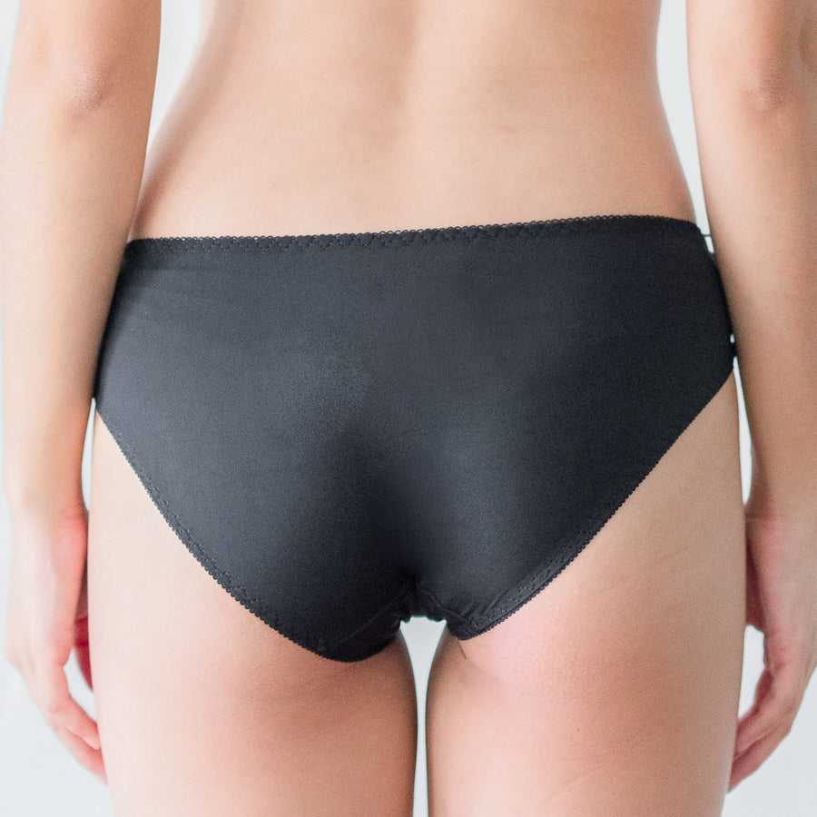 Floral Bloom Bikini Cheeky in Black