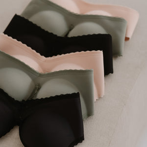Perky Curves! Lace-Trim Lightly-Lined Wireless Bra in Matte Black