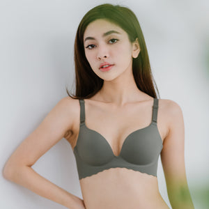 Entice Me! V3.0 Seamless Push Up Wireless Bra in Matte Olive Green