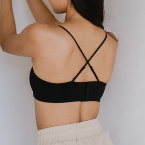 Modal Cotton! Lightly-Lined Anti-Slip Strapless Wireless Bra in Black