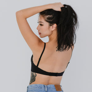 Timeless Essential! Plunge-Back Lightly-Lined Wireless T-Shirt Bra in Black