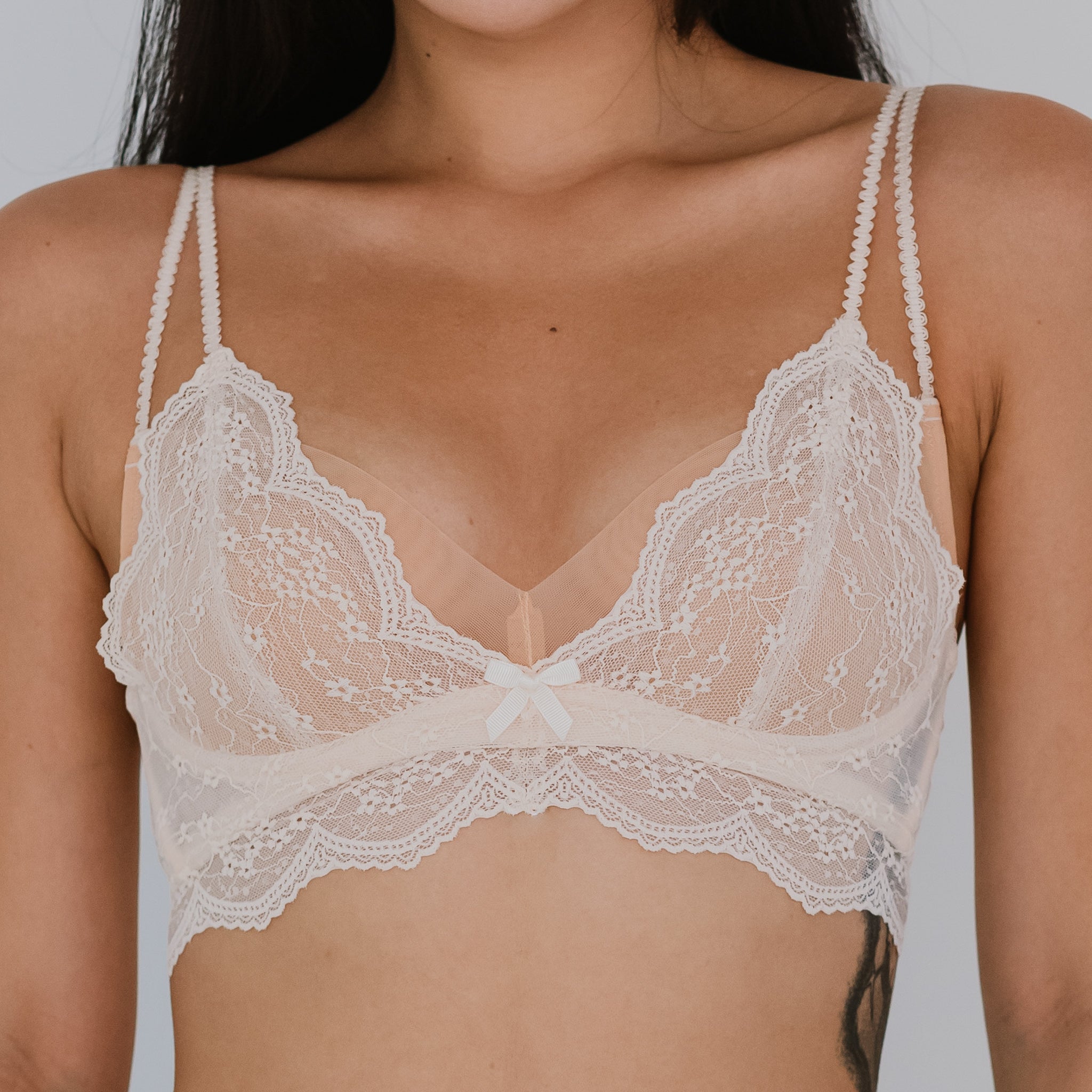 Lace Unlined Side Support Bra 34DDD, Hazel/Barely There