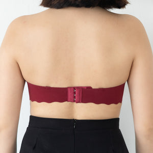 *RESTOCKED* Ooom-pha-licous Scallop 2-Way Wireless Super Push Up Bra in Red (Size XL Only)