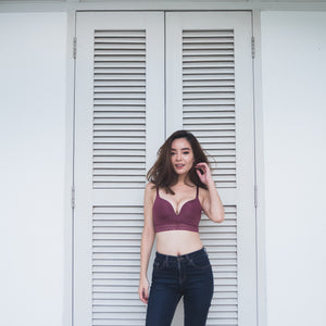 *RESTOCKED* No-Wire Everyday Ultra Comfort Lace Trim T-Shirt Bra V2.0 in Berry Cherry (Size XL only)