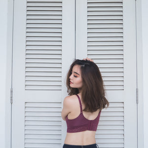 *RESTOCKED* No-Wire Everyday Ultra Comfort Lace Trim T-Shirt Bra V2.0 in Berry Cherry (Size XL only)