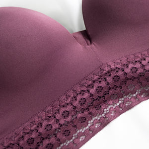 *RESTOCKED* No-Wire Everyday Ultra Comfort Lace Trim T-Shirt Bra V2.0 in Berry Cherry (Size XL only)