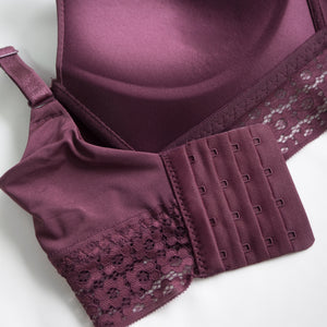 *RESTOCKED* No-Wire Everyday Ultra Comfort Lace Trim T-Shirt Bra V2.0 in Berry Cherry (Size XL only)