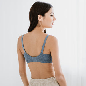 Lace x Relax Hybrid Push Up Wireless Bra in Floral Blue (Size S Only)