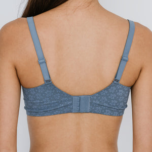 Lace x Relax Hybrid Push Up Wireless Bra in Floral Blue (Size S Only)