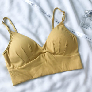 Everyday Ribbed Low-Back Midi Bralette in Mustard (Size M & L Only)