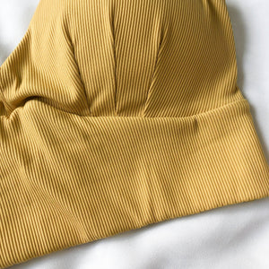 Everyday Ribbed Low-Back Midi Bralette in Mustard (Size M & L Only)