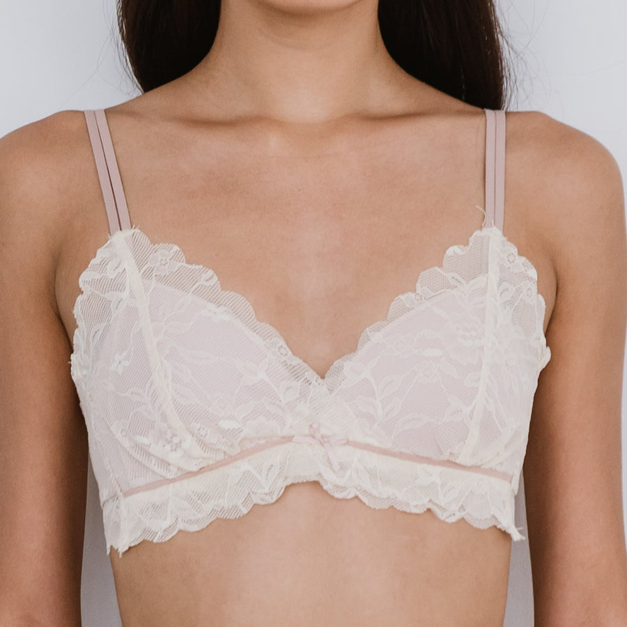 The Romantic Lacey Bralette in Pearl