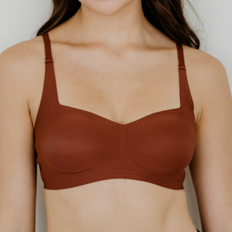 Air-ee Seamless Bra in Brick - Square Neck (Superfine) (Size XL Only)