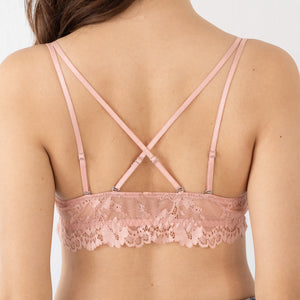 Pastel Bloom Front Clasps Push Up Bralette in Pink