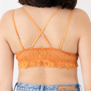 Pastel Bloom Front Clasps Push Up Bralette in Apricot (Size L Only)