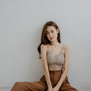 Lace Accent Bralette in Camel