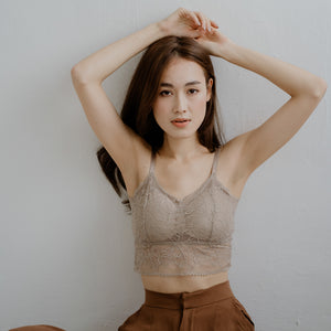 Lace Accent Bralette in Camel