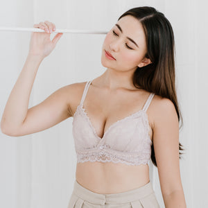 Lace Contour Super Push Up Wireless Bra in Greyish Nude