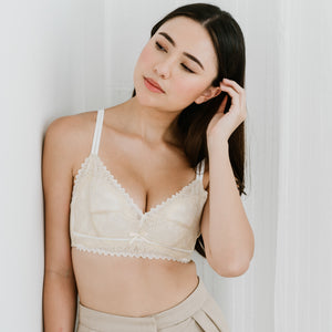 Lace Glam Lightly-Lined Wireless Bra in Neutral (Size S & M Only)