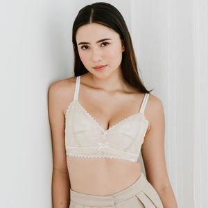 Lace Glam Lightly-Lined Wireless Bra in Neutral (Size S & M Only)