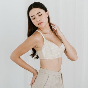 Lace Glam Lightly-Lined Wireless Bra in Neutral (Size S & M Only)