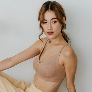 Lace Meets Comfort Seamless Wireless Bra in Warm Nude (Size L & XL Only)