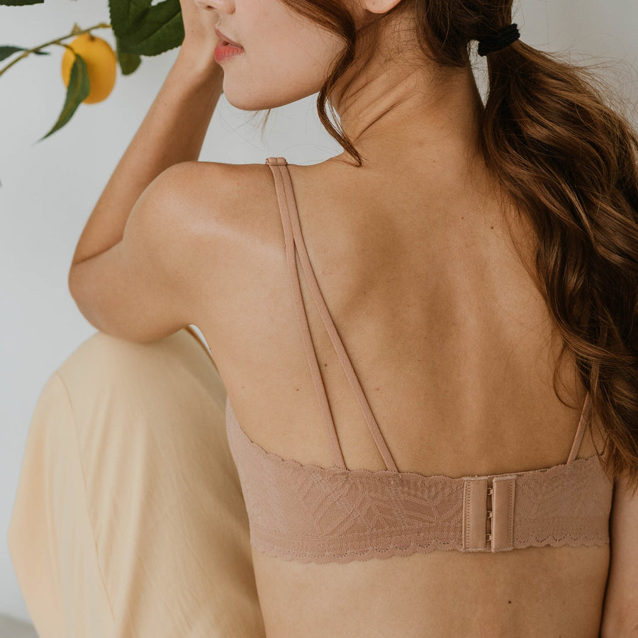 Lace Meets Comfort Seamless Wireless Bra in Warm Nude (Size L & XL Only)