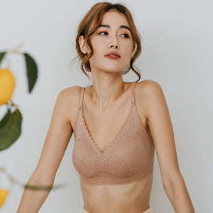 Lace Meets Comfort Seamless Wireless Bra in Warm Nude (Size L & XL Only)