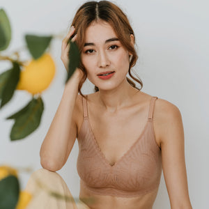 Lace Meets Comfort Seamless Wireless Bra in Warm Nude (Size L & XL Only)