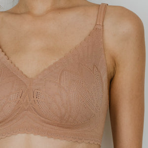 Lace Meets Comfort Seamless Wireless Bra in Warm Nude (Size L & XL Only)