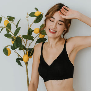 Lace Meets Comfort Seamless Wireless Bra in Black